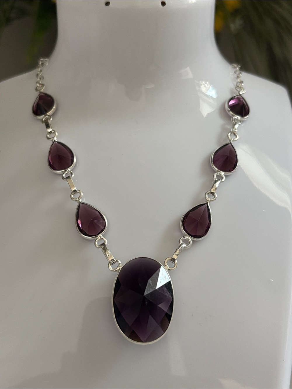 Ethnic Artisan Handcrafted Deep Purple Amethyst Gemstone Necklace